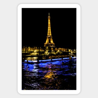 Eiffel Tower Reflection at Night Sticker